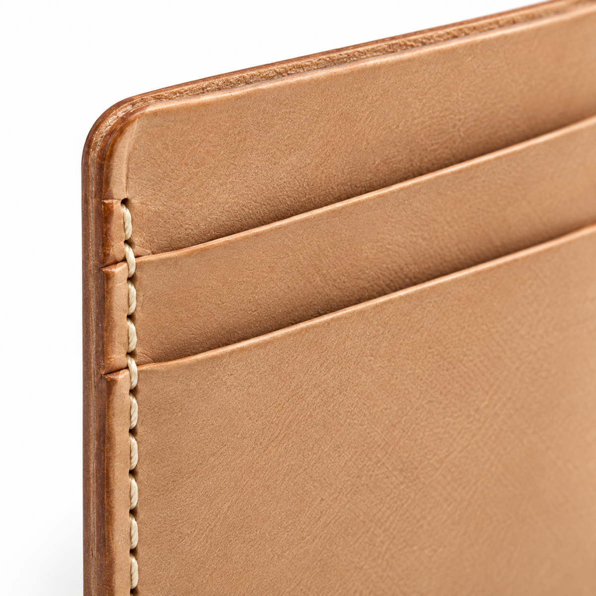 Stepped Pull-Tab Card Wallet - front view with cards loaded