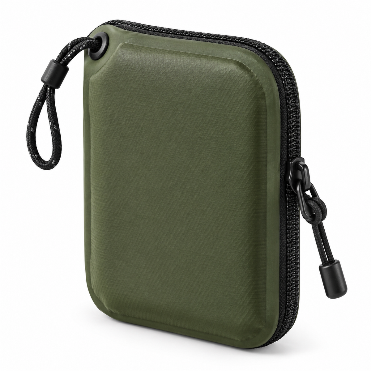 Waterproof Hard Shell Outdoor Card Case - olive green front view on white background