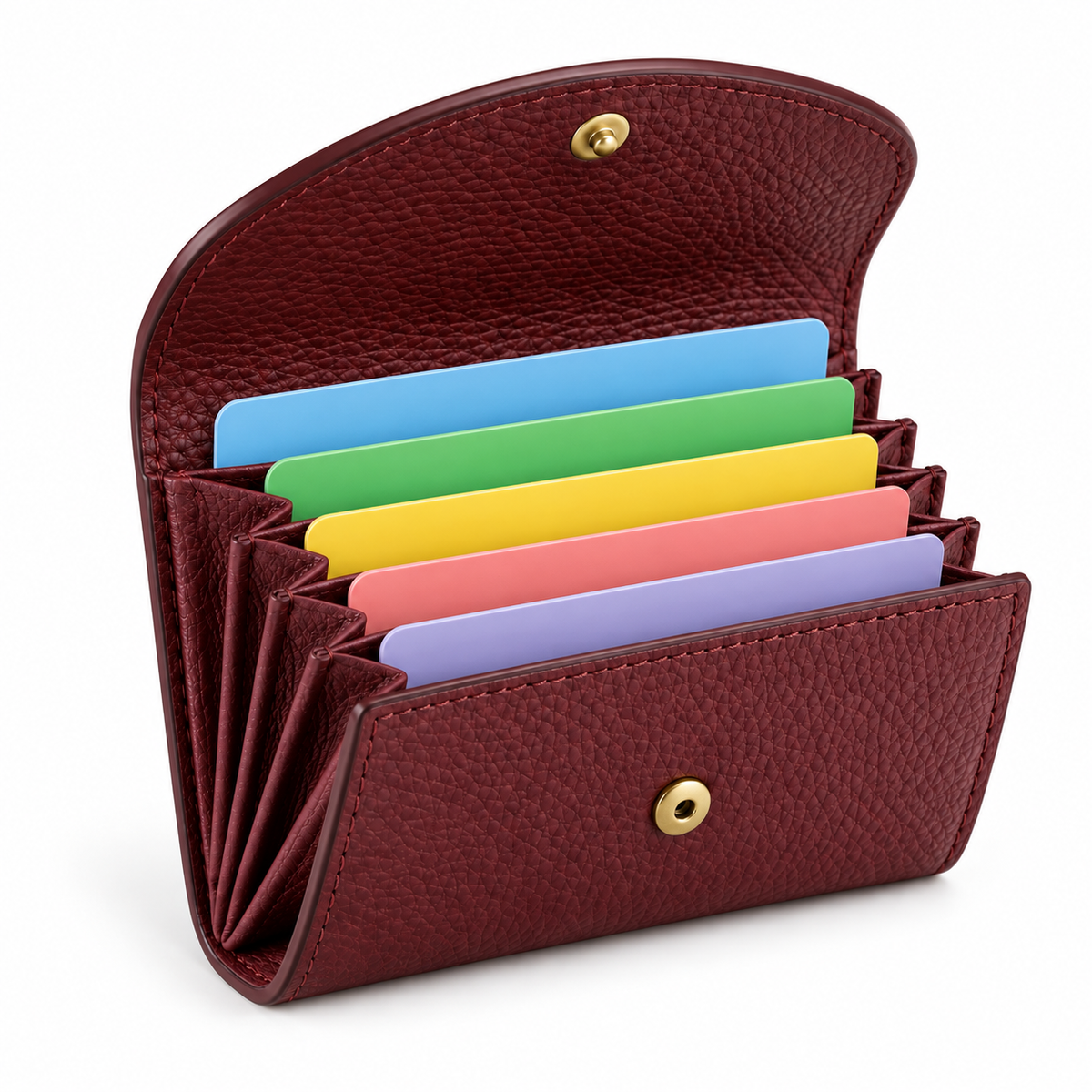 Accordion Fold Card Wallet - hands opening wallet and inserting a card