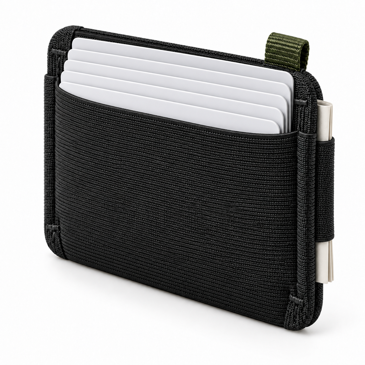 Elastic Weave Sport Card Wallet - front view with 4 cards fanned out from top slot